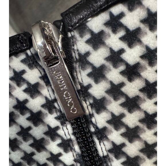 New Auth. Jimmy Choo Kix Leather Wool Kitten Heel Ankle Boots Size 36.5 - Picture 7 of 10